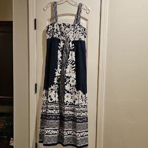 London Times Navy and White Floral Dress